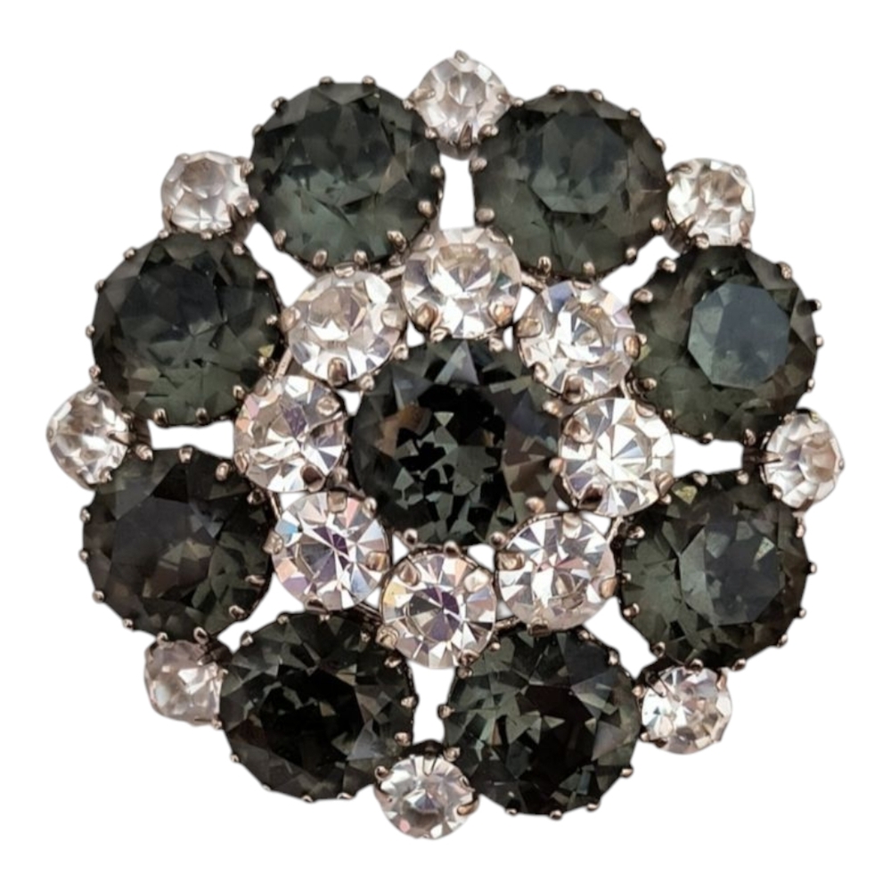 Vintage Made in Austria Rhinestone Brooch, Large Gray Sparkling Rhinestones!